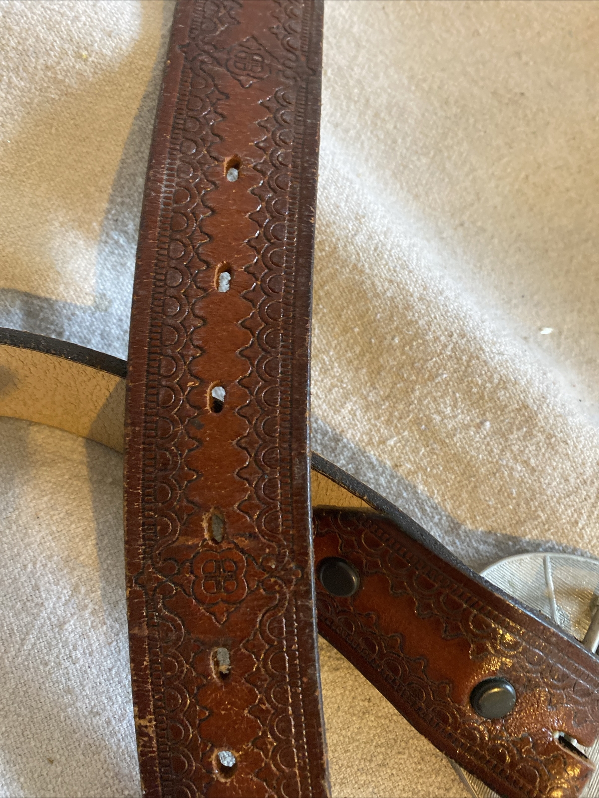 1976 Leather Bicentennial Silver Liberty Belt And Buckle Eisenhower 50” X 1.5”
