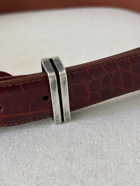 Vintage Pat Areias Sterling Silver Buckle and American Alligator Belt Size 29