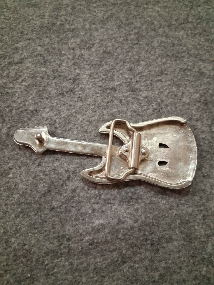 Black Enamel Guitar Music Belt Buckle
