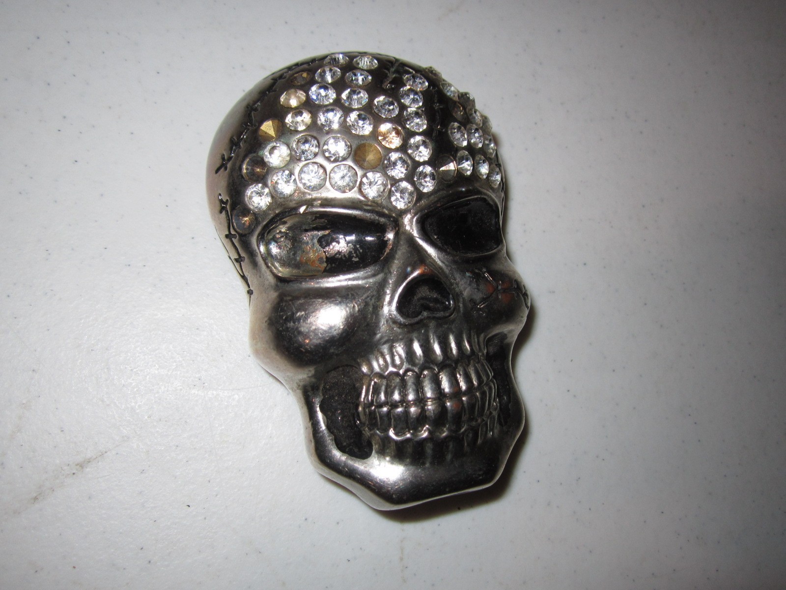 Rhinestone Covered Skull Head Belt Buckle Extremely Rare Find!!!