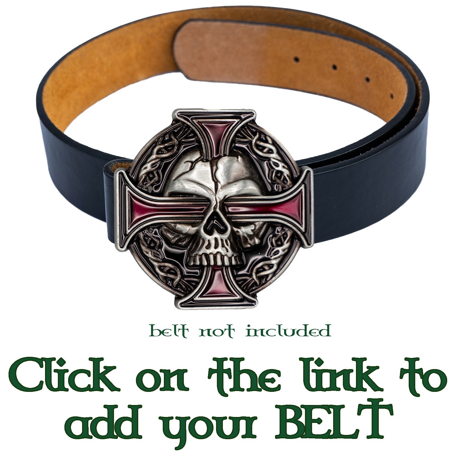 Skull & Iron Cross Metal Belt Buckle Biker UK Gothic Vampire Celtic Vamp Goth