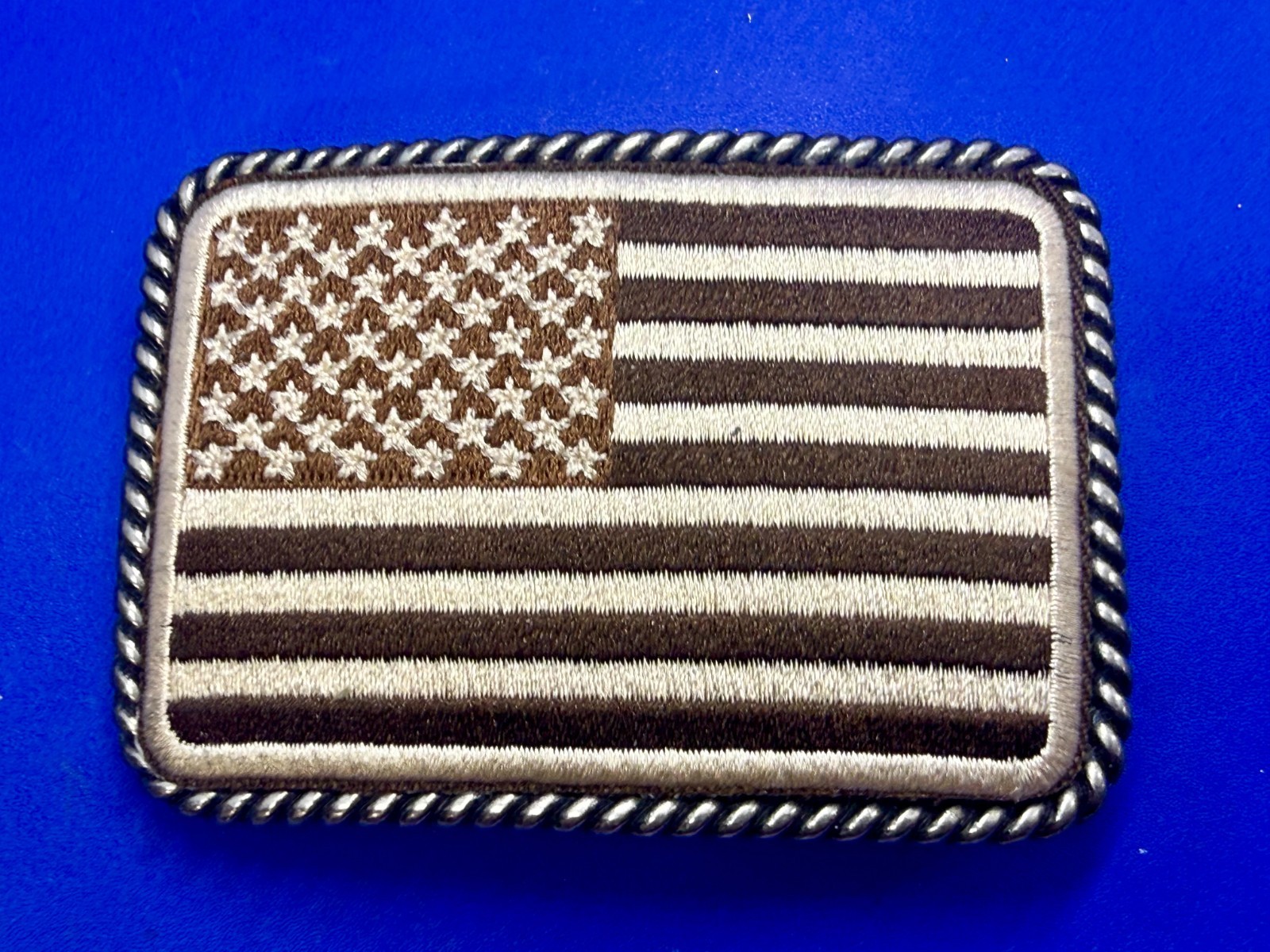 Embroidered American Patriotic Flag Rope Border Vintage Western Belt Buckle