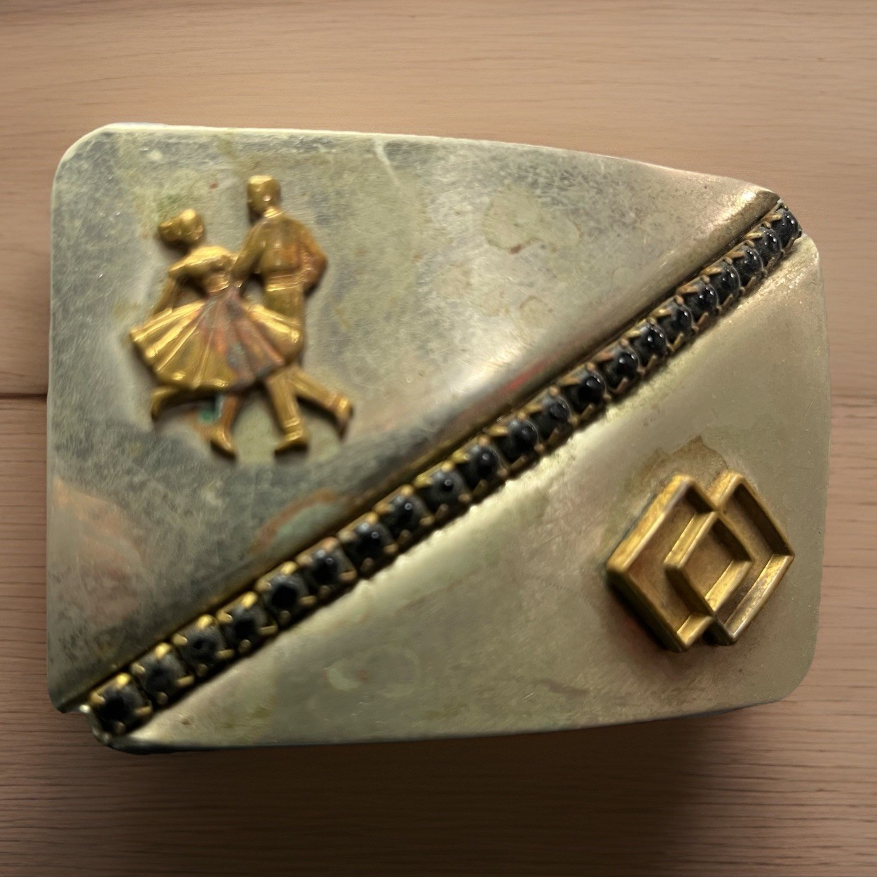 Vintage Rockmount Denver Nickel Silver Western Belt Buckle Dancing Couple