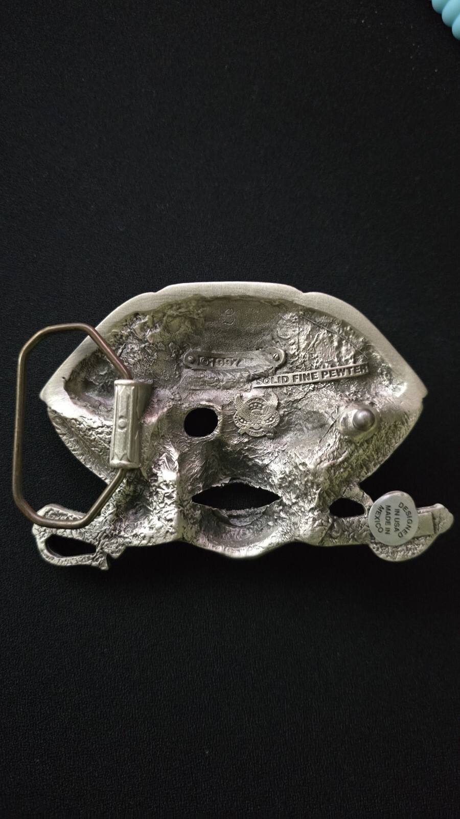 Pirate Skull SILVER SEA Swords Belt Buckle, Solid Fine Pewter USA/Mexico