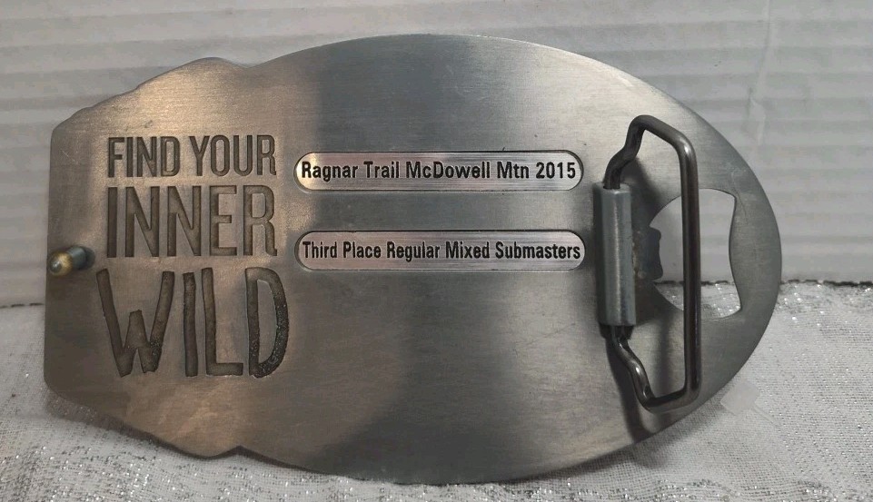 2015 **RAGNAR TRAIL RELAYS** (BOTTLE OPENER) BELT BUCKLE 3rd Place Mixed