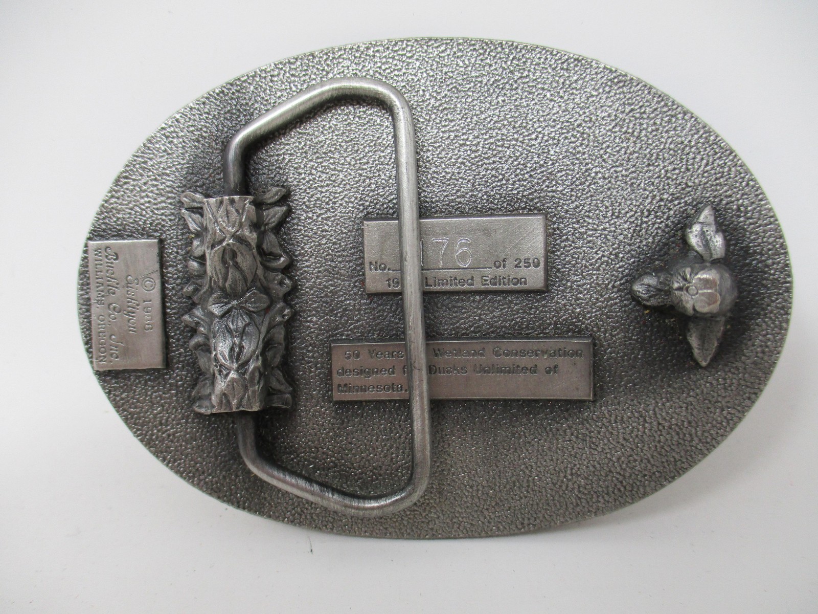 Vintage Ducks Unlimited Belt Buckle Mens Siskiyou Silver 50 Years Minnesota 1987