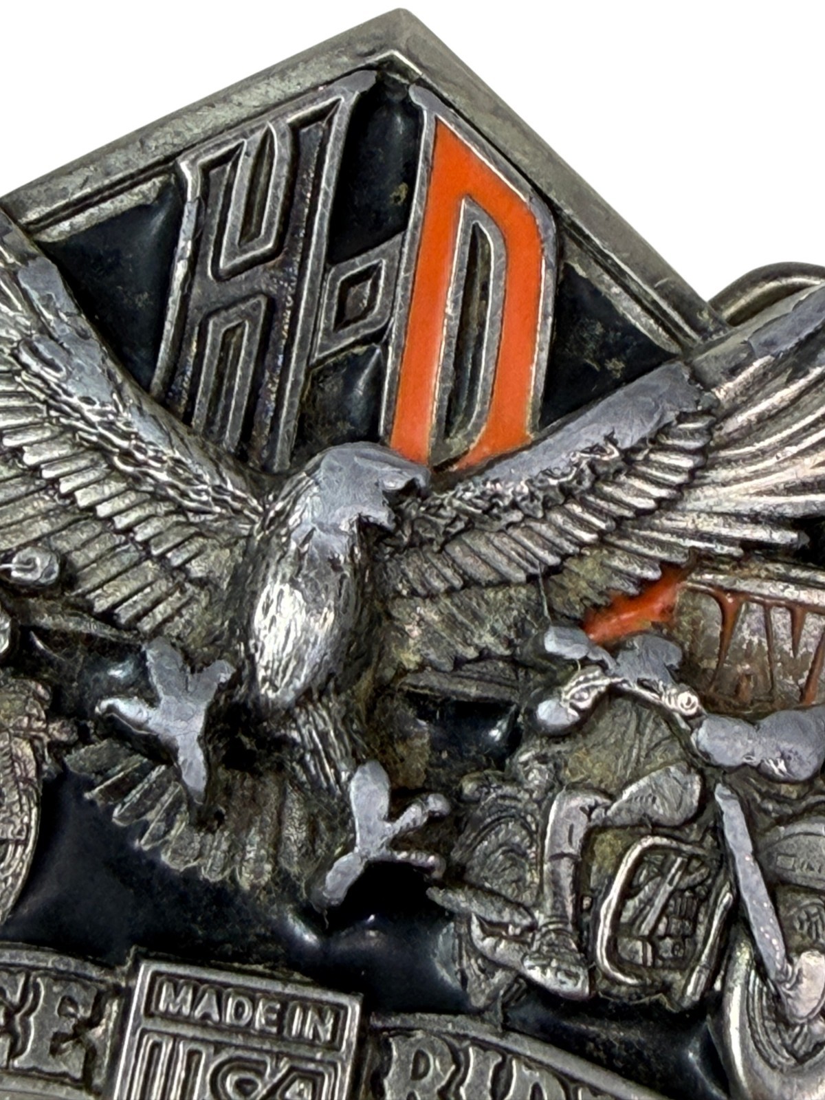 HARLEY DAVIDSON Belt Buckle H-405 1991 Baron USA Live Free Ride Free – AS IS