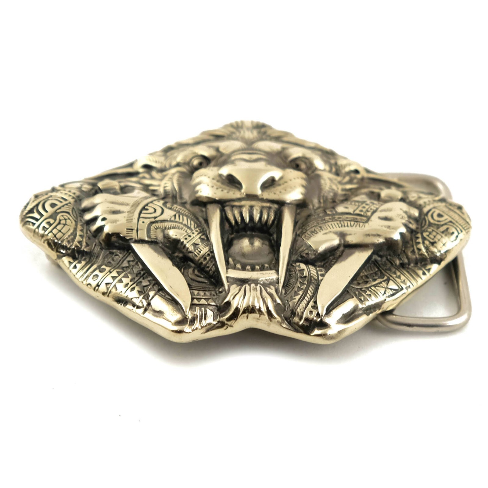 German silver belt buckle Steel fangs, Saber toothed cat buckle, tiger buckle
