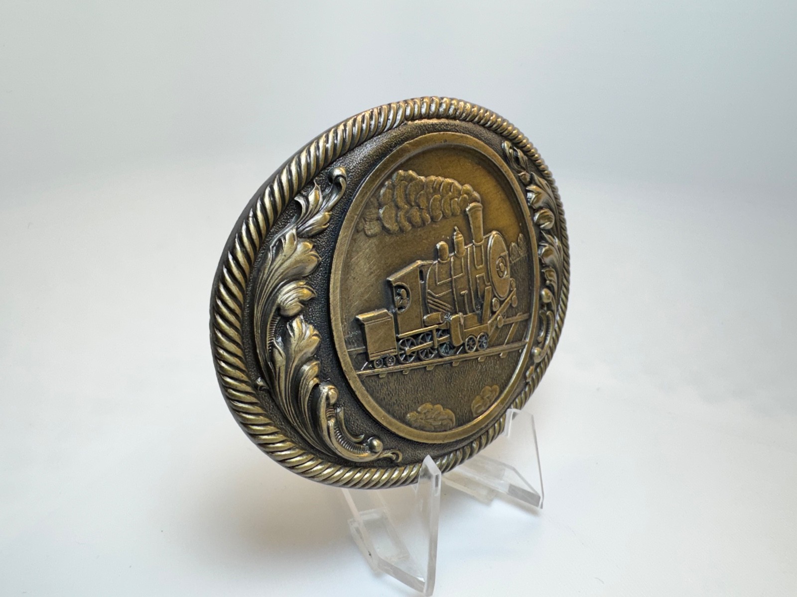 Steam Engine Train Belt Buckle Locomotive Vintage