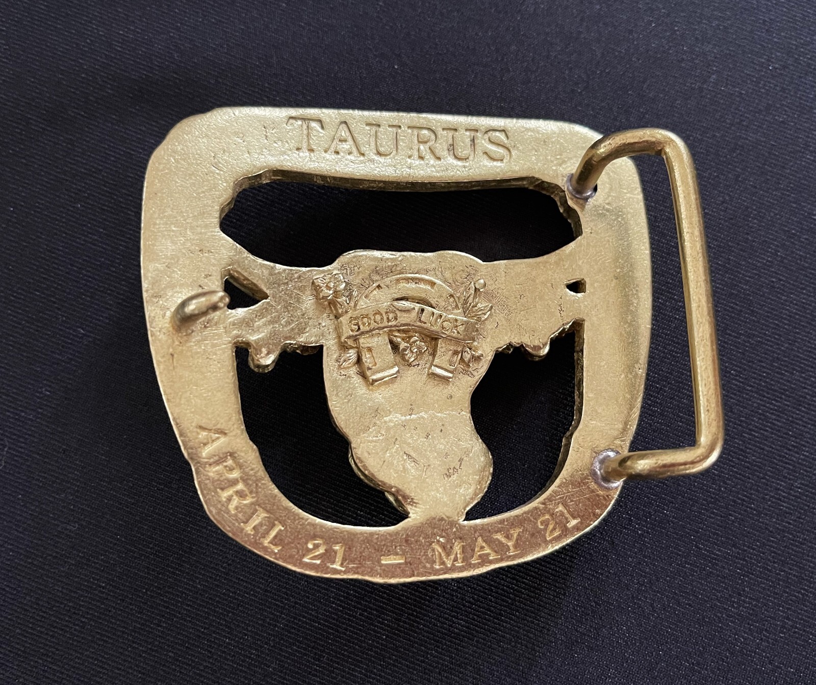 Bull Head Taurus Good Luck April 21-May 21 Brass Belt Buckle