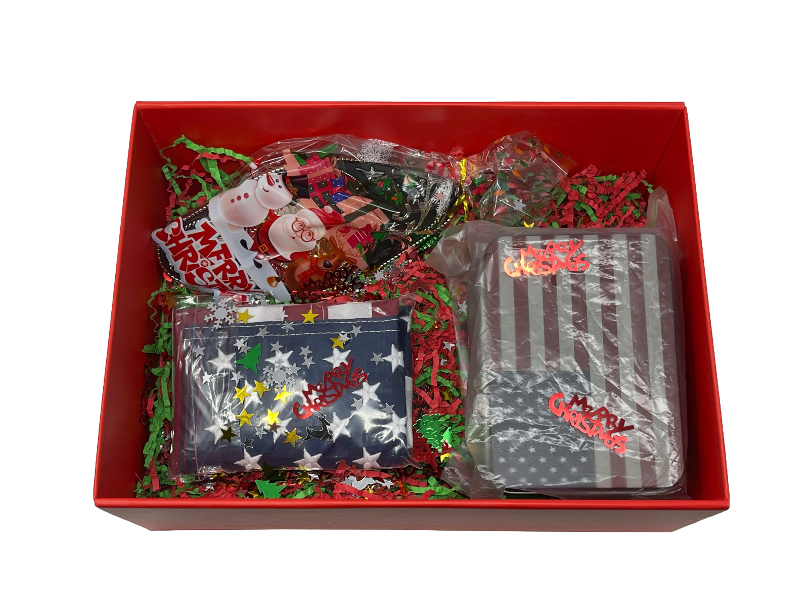 Western Belt Buckle Christmas Gift Set – Small American Flags – Patriotic Gifts