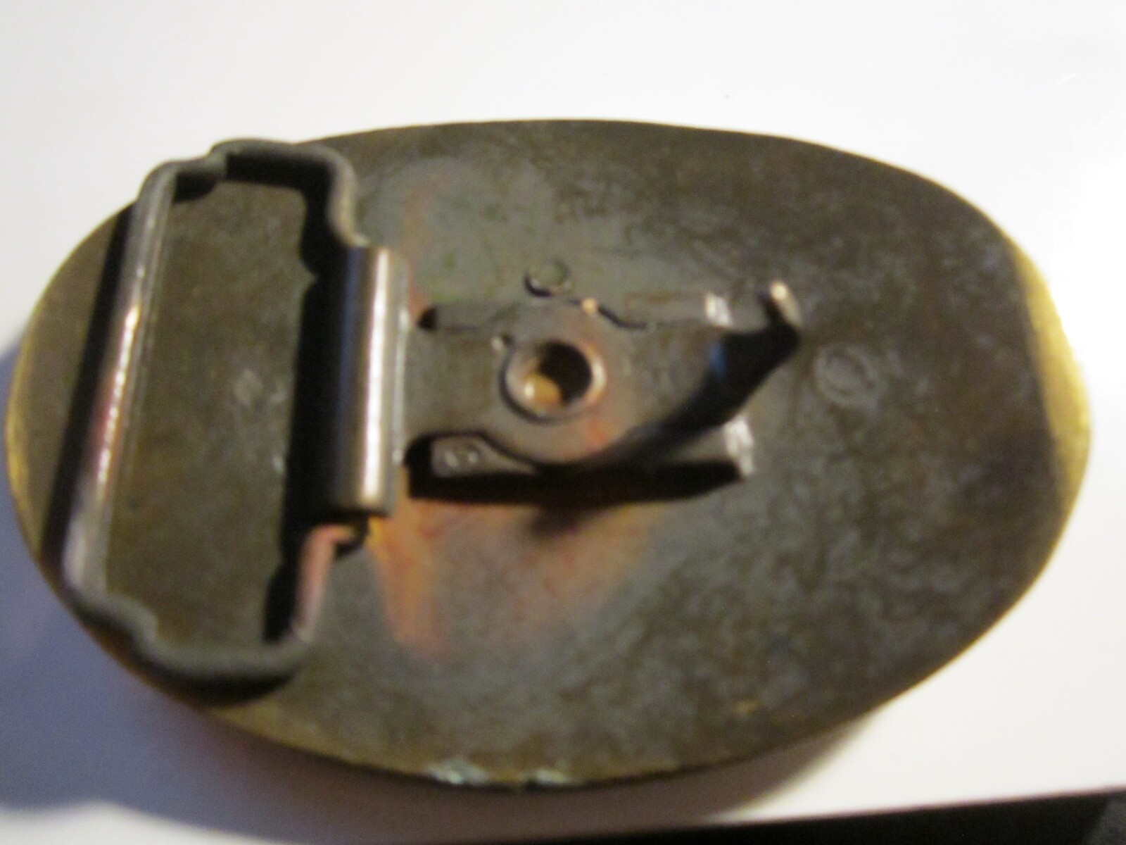 VINTAGE BAKER MINE SERVICE THEME BELT BUCKLE LEATHER AND BRASS BBA-7