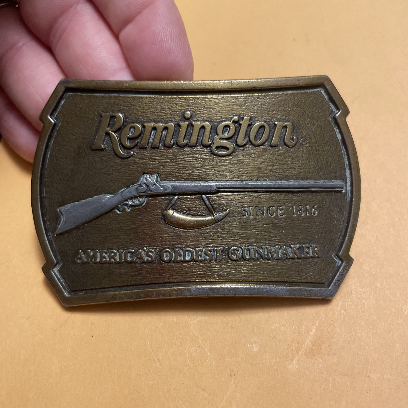 Vintage Remington 1816 Flintlock Rifle belt Buckle 1976 USA Made