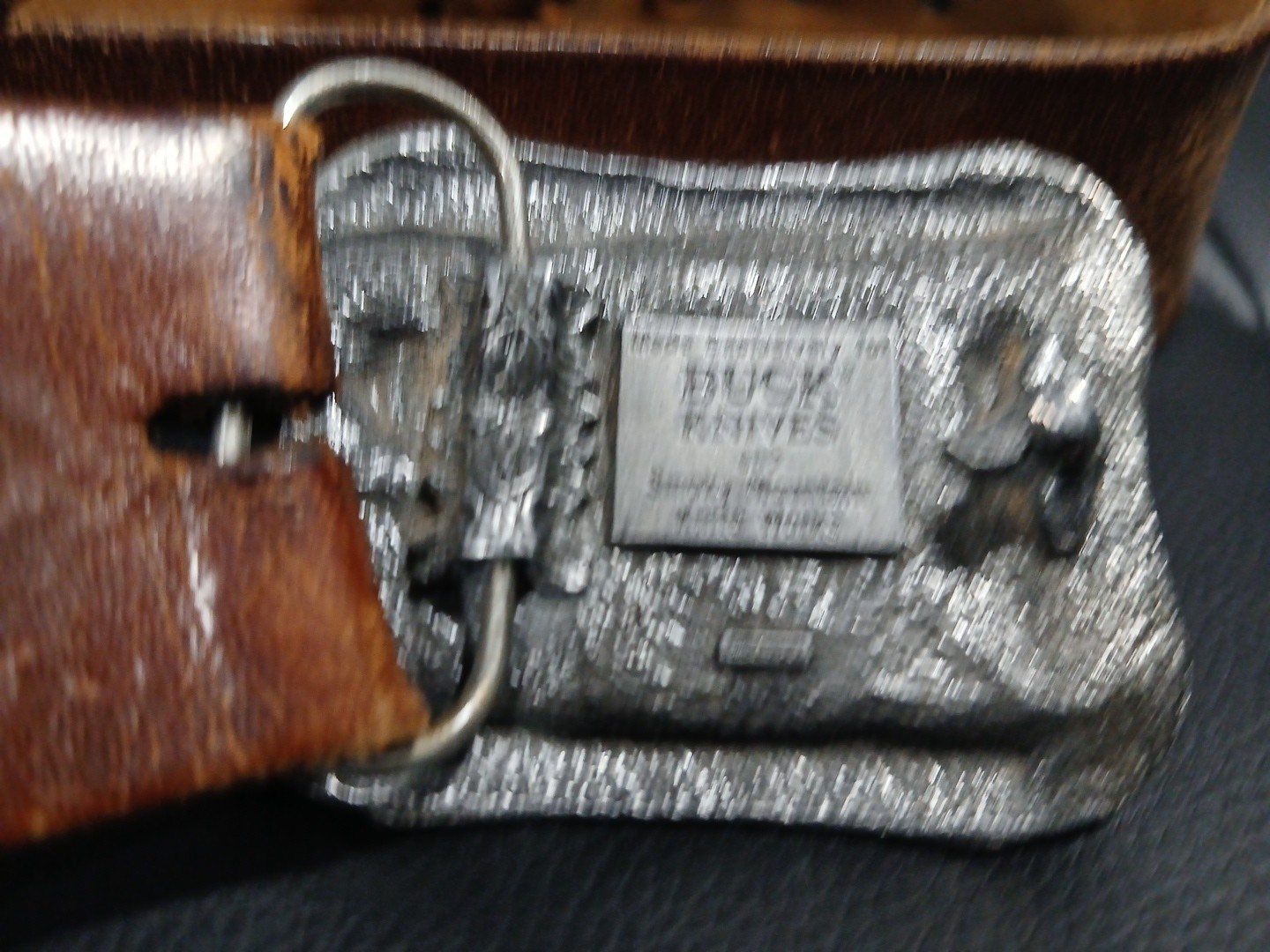 BUCK KNIVES LIMITED EDITION BELT BUCKLE – & Leather Belt VERY HEAVY – GW8