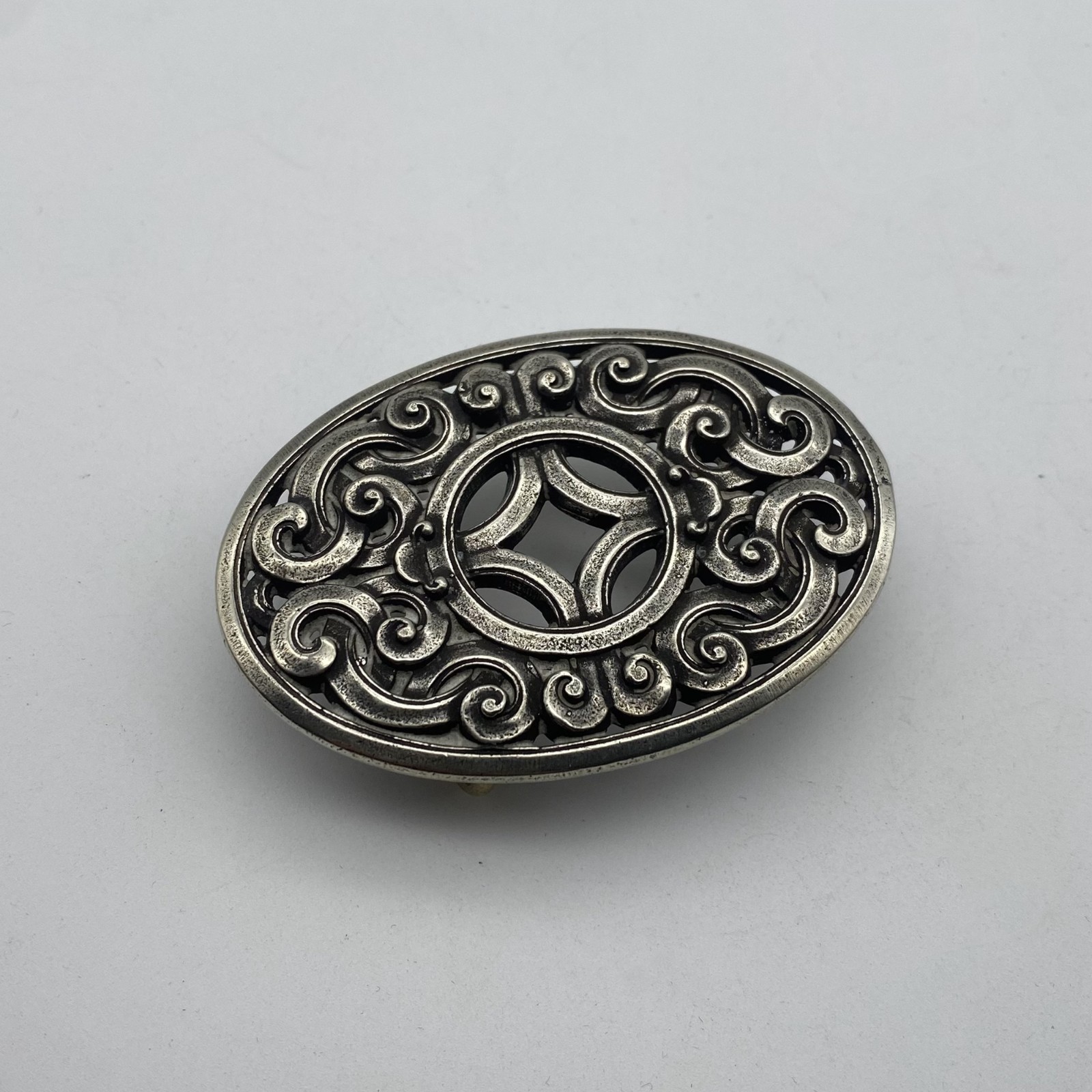 Bohemian Oval Nickel Silver Belt Buckle – Handcrafted Boho Western