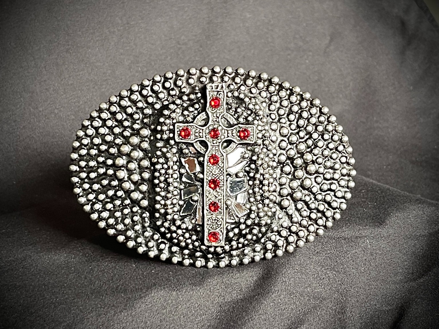 Handmade Oval Cross Belt Buckle Gothic Rock Metal Darren McNeese