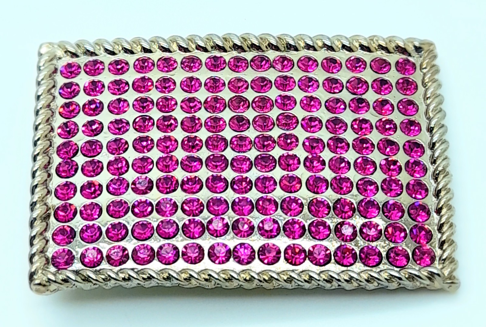 Fashion Men Women western classic Belt Buckle Silver Metal hot pink rhinestones