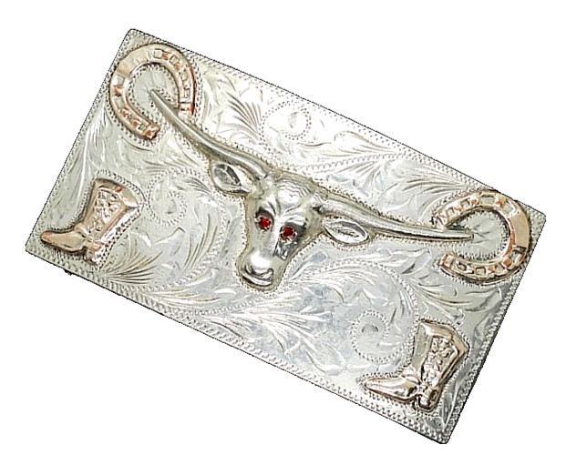 Vintage Taxco Mexican 925 Sterling Silver Cowboy Western Belt Buckle Eagle 50