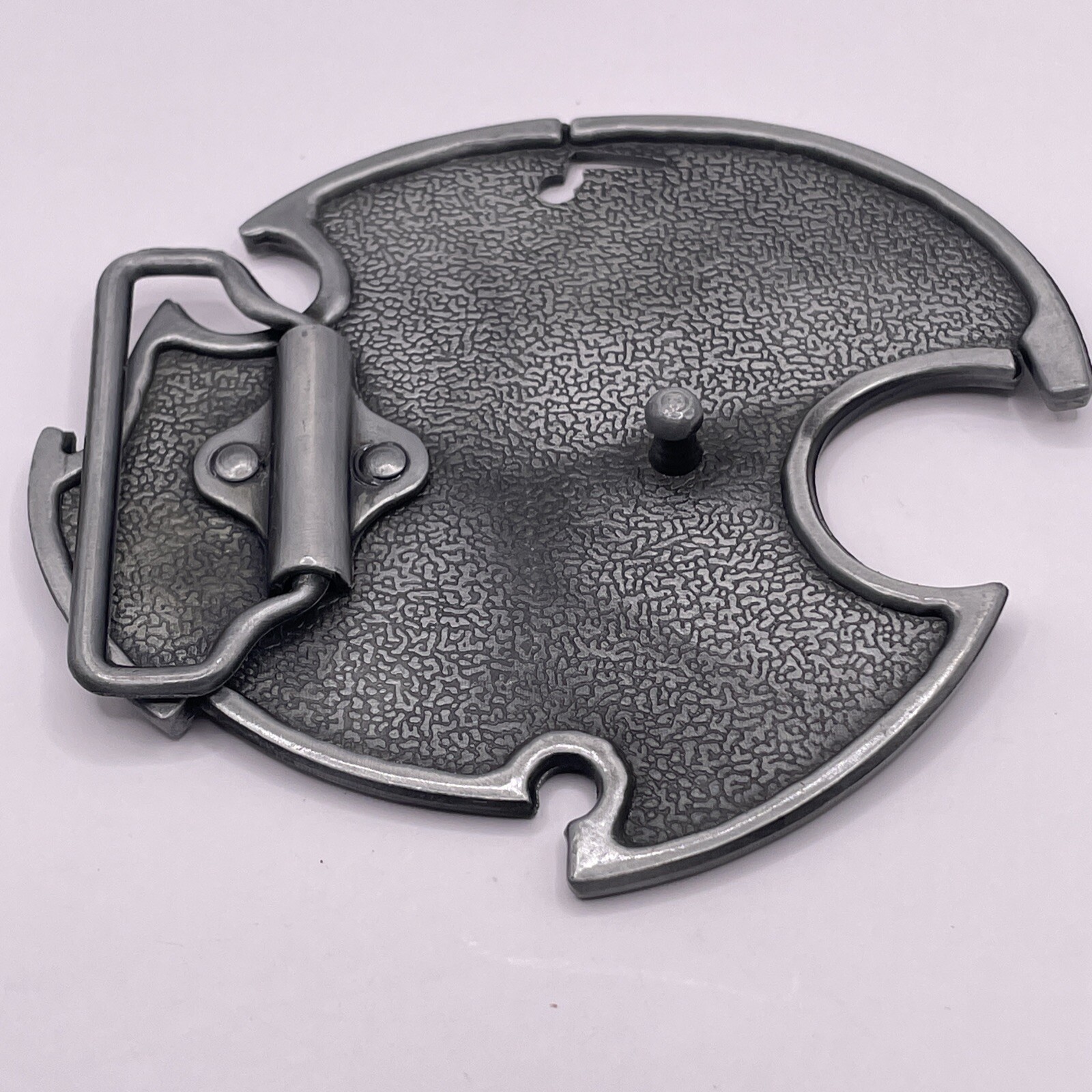 PUNISHER THROWING STAR BELT BUCKLE Silver Tone PEWTER Black And White Enamel