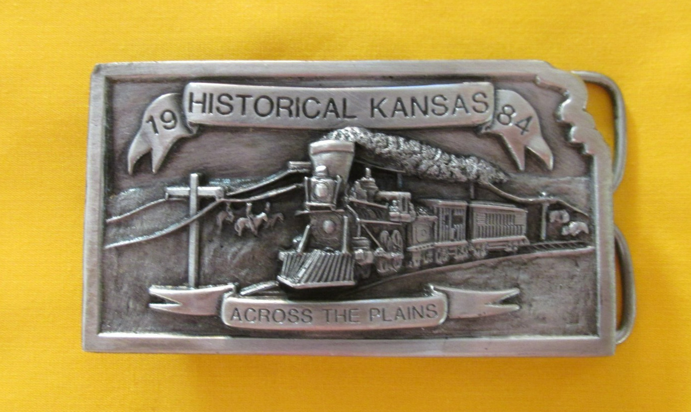 1984 Historical Kansas Pewter Belt Buckle Ltd Ed. 436/500