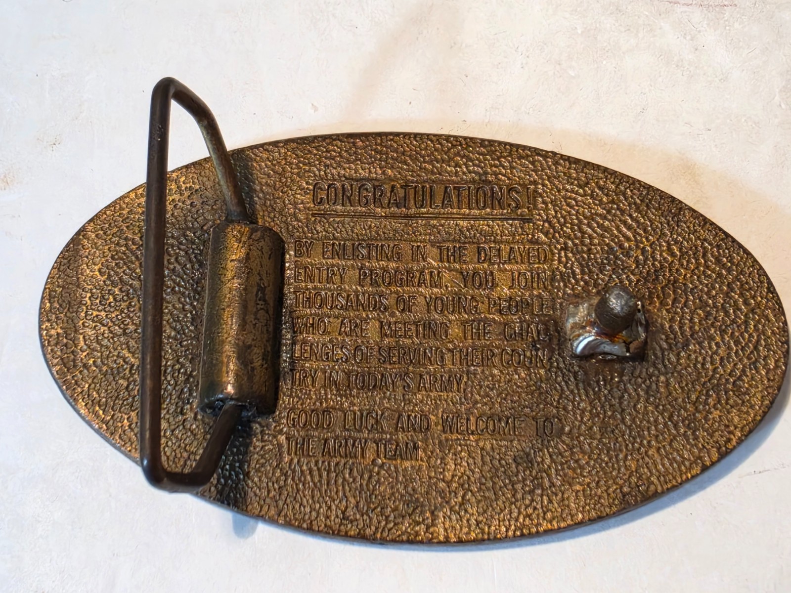 United States Army Brass Belt Buckle Delayed Entry Program Congratulations
