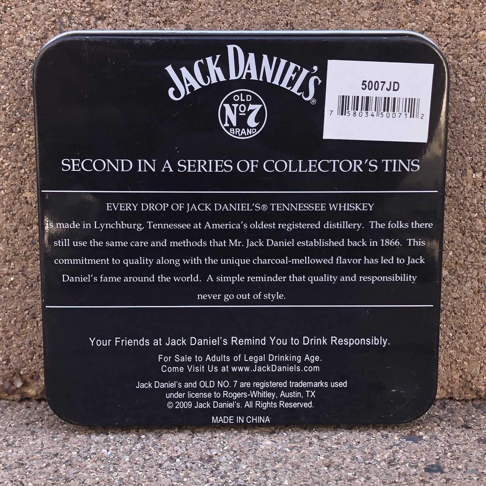 Jack Daniels Old No. 7 Silver Pewter Tone Rectangle Belt Buckle with Case