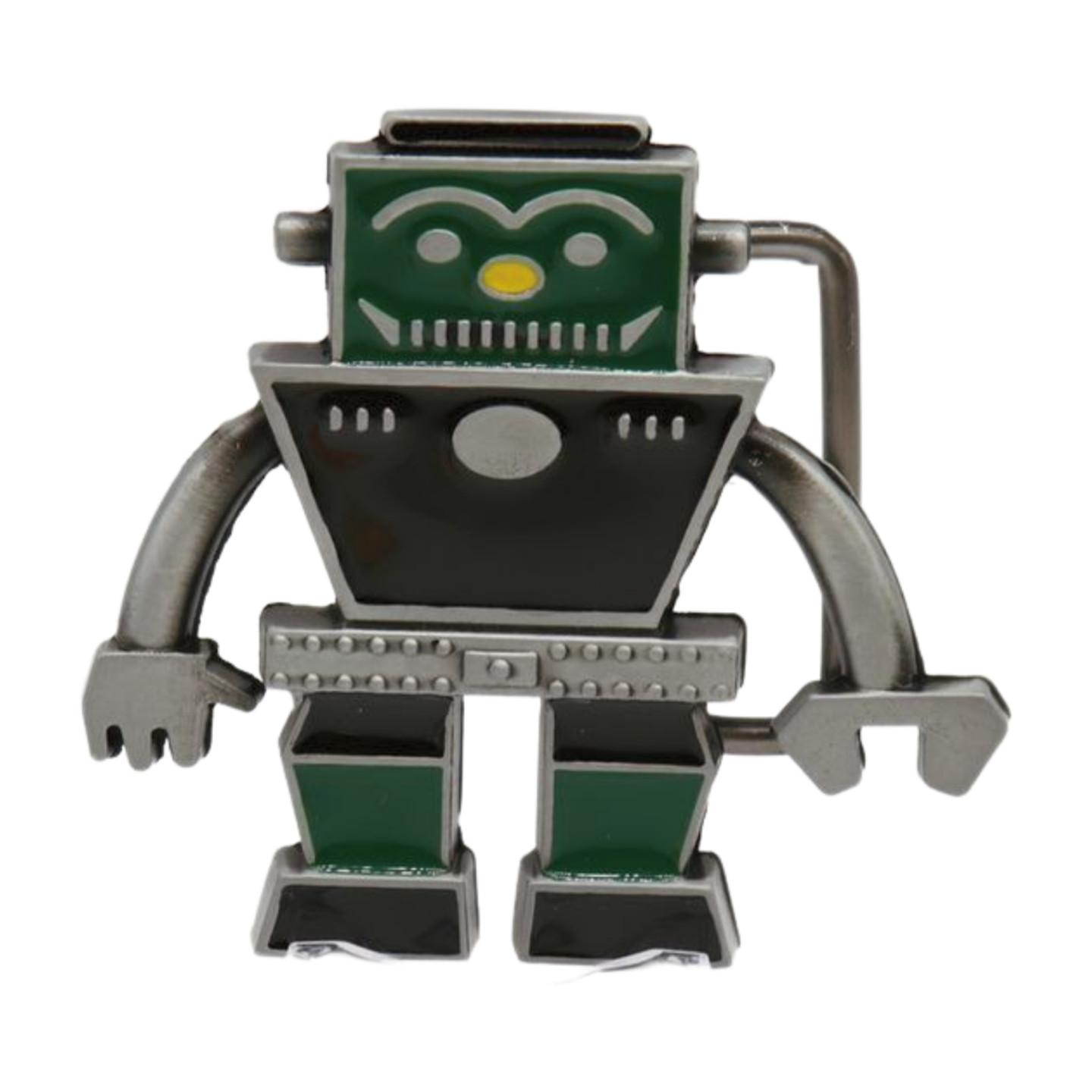 Men Silver Metal Fashion Belt Buckle Green Black Robot Animation Cool Teen Kids