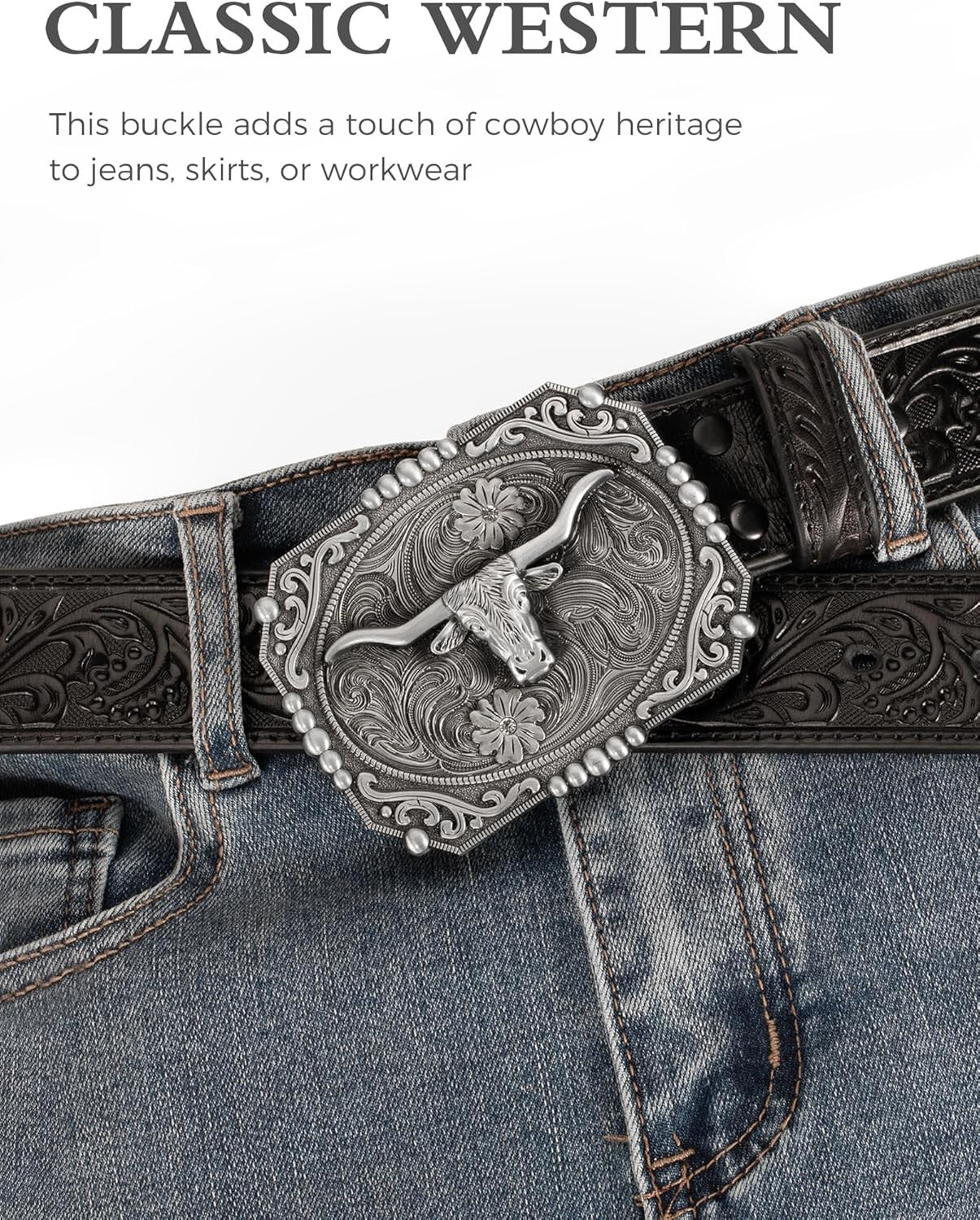 Western Style Belt Buckle 1.5 Inch Cowboy Cowgirl Buckles for Men & Women Replac