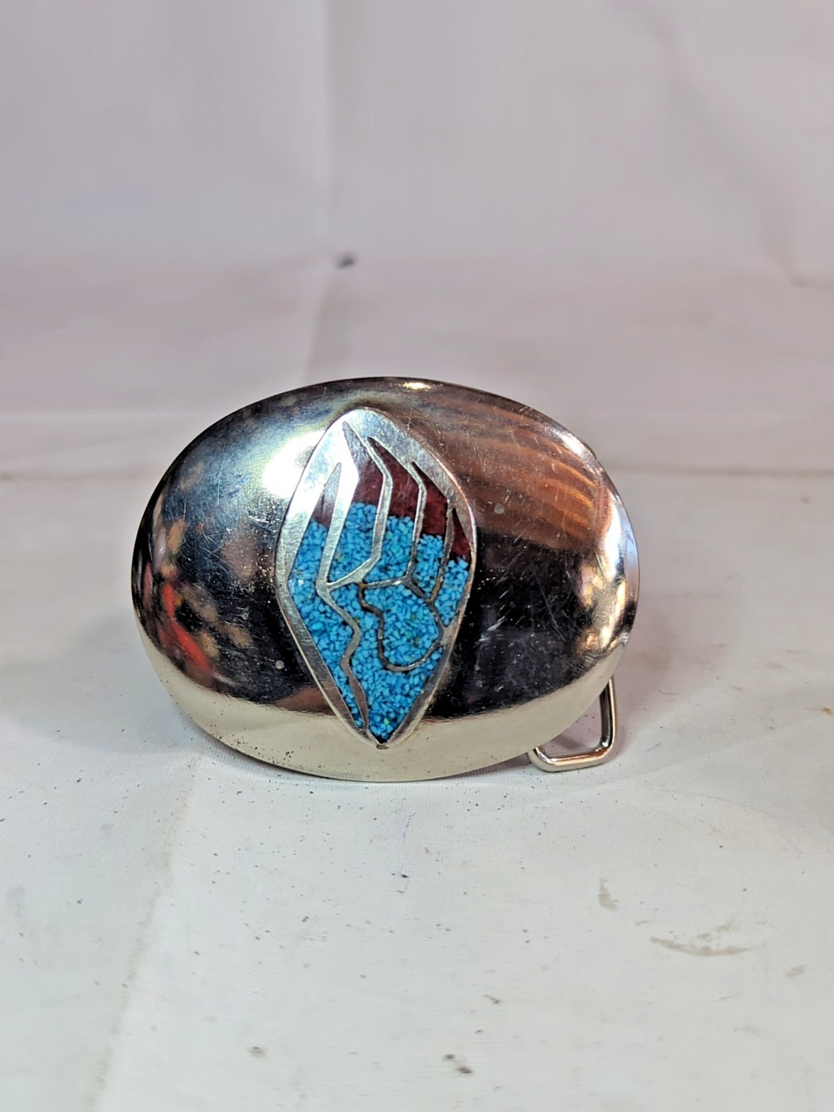 Vintage Native American Turquoise bear paw belt buckle