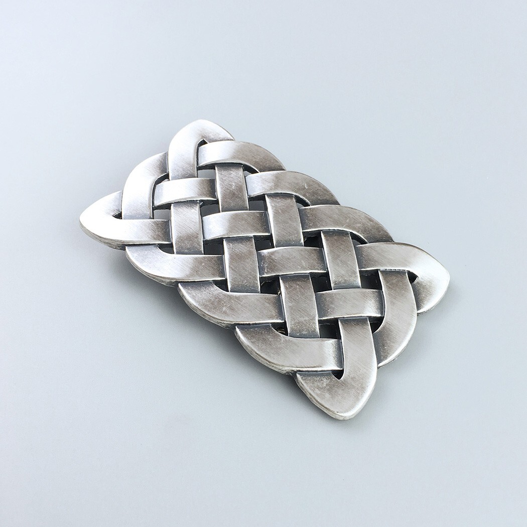 Vintage Silver Plated Cross Celtic Knot Rectangle Belt Buckle Boucle de Ceinture