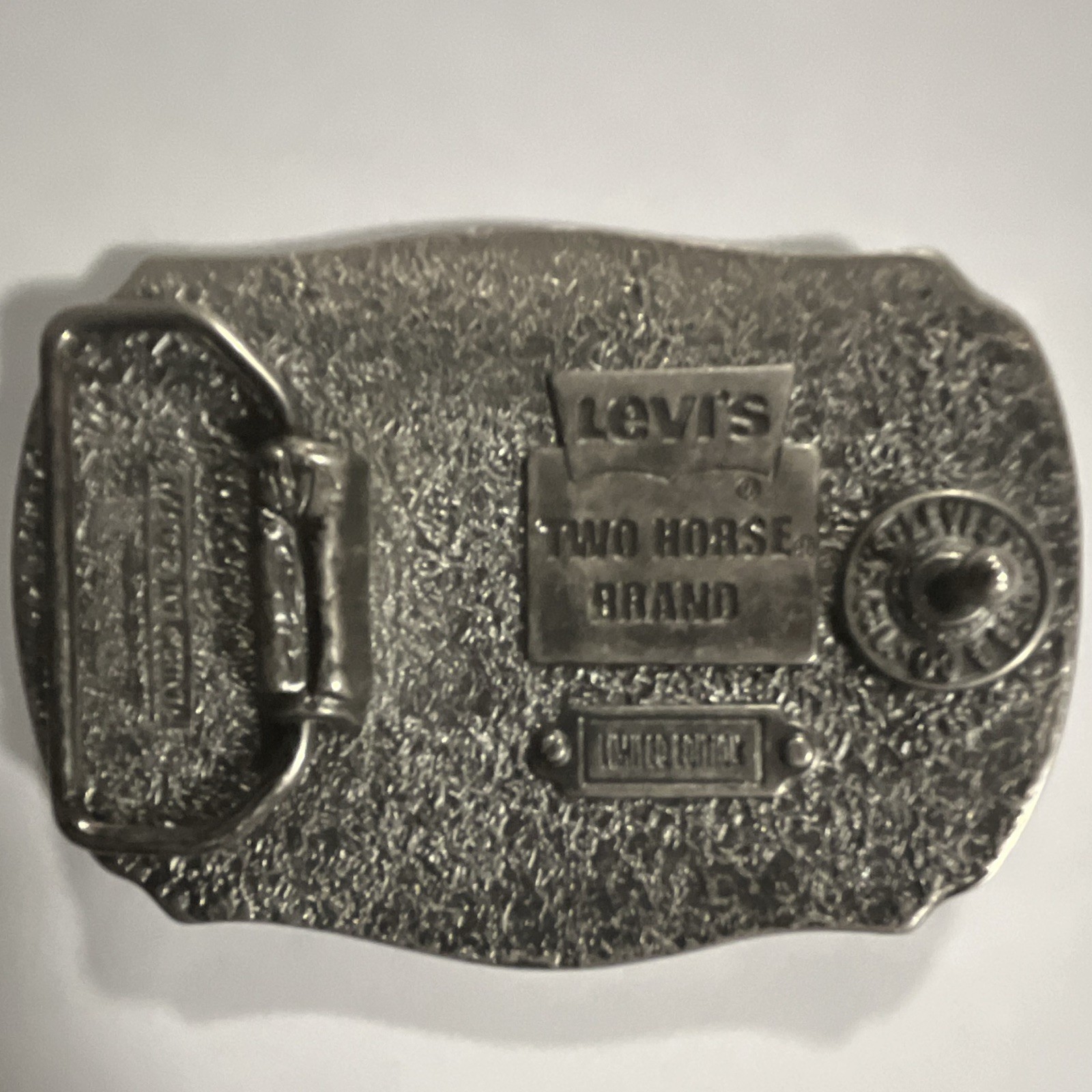 Levi Strauss & Co Two Horse Brand Western Silver Metal Belt Buckle 1.5in