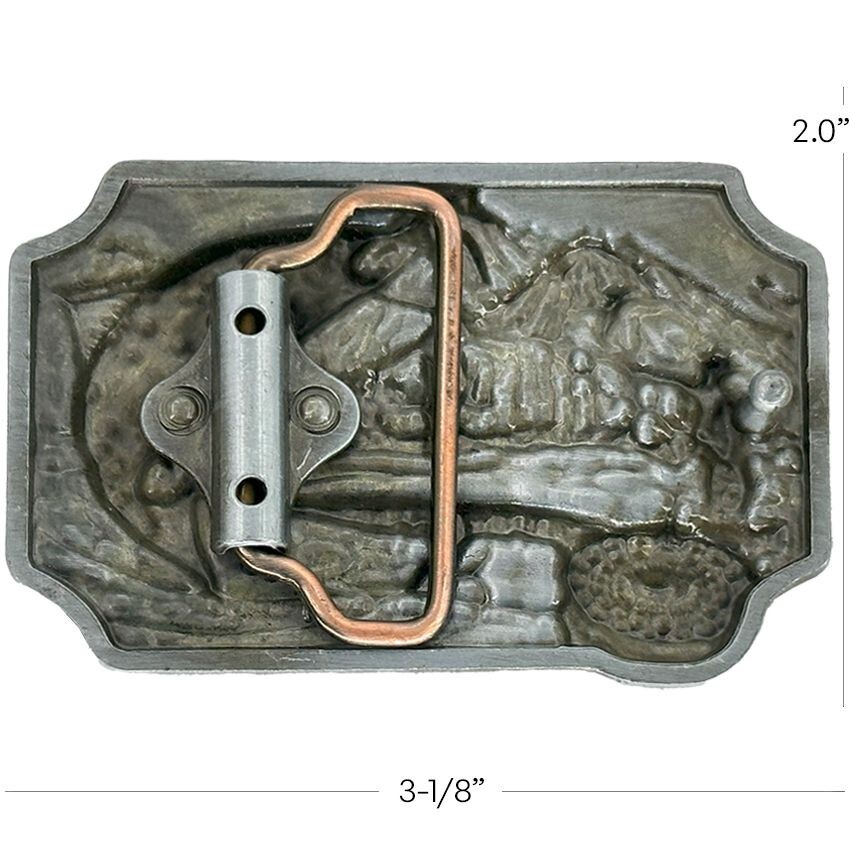 Fly Fishing Belt Buckle All Metal Outdoorsman Gift Back Country Brown Trout
