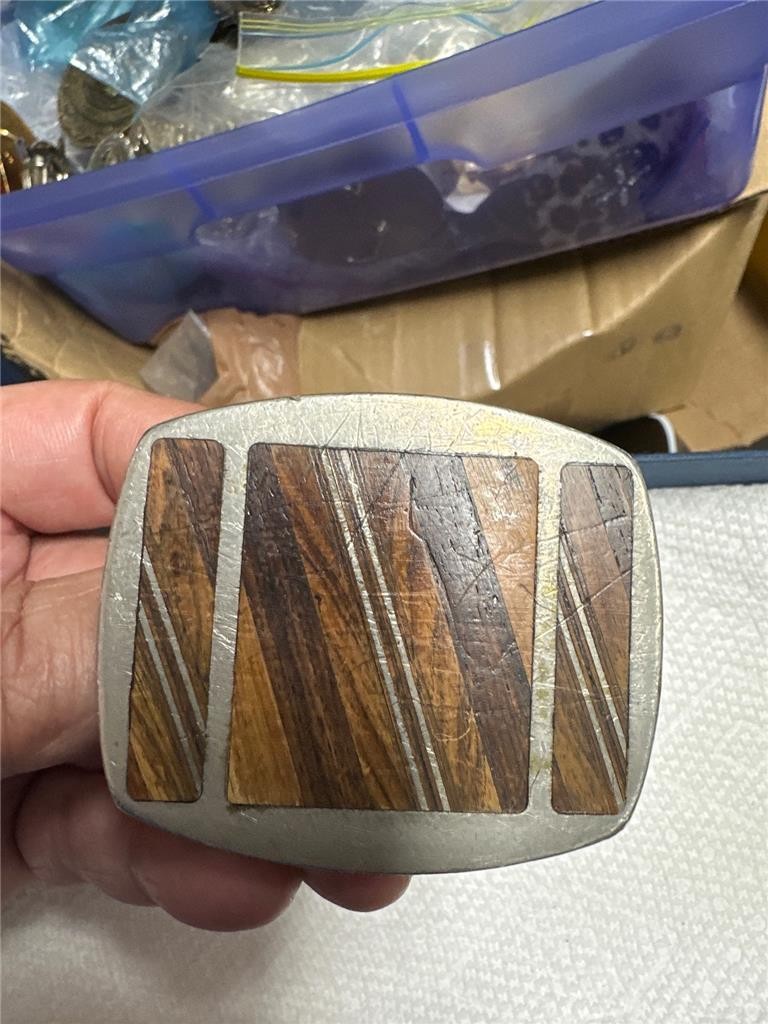Vintage Wood and Metal Belt Buckle
