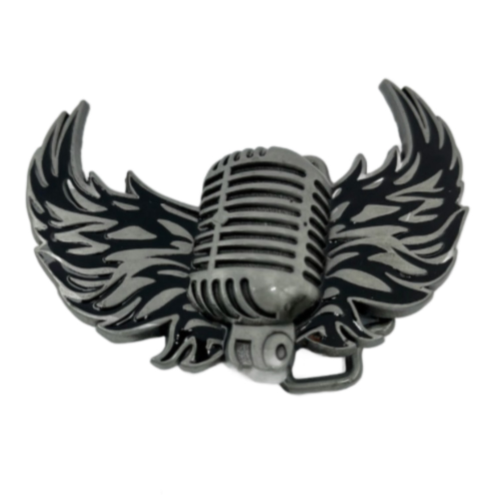 Men&rsquo;s Vintage Microphone With Wings Musical Old Fashioned Belt Buckle