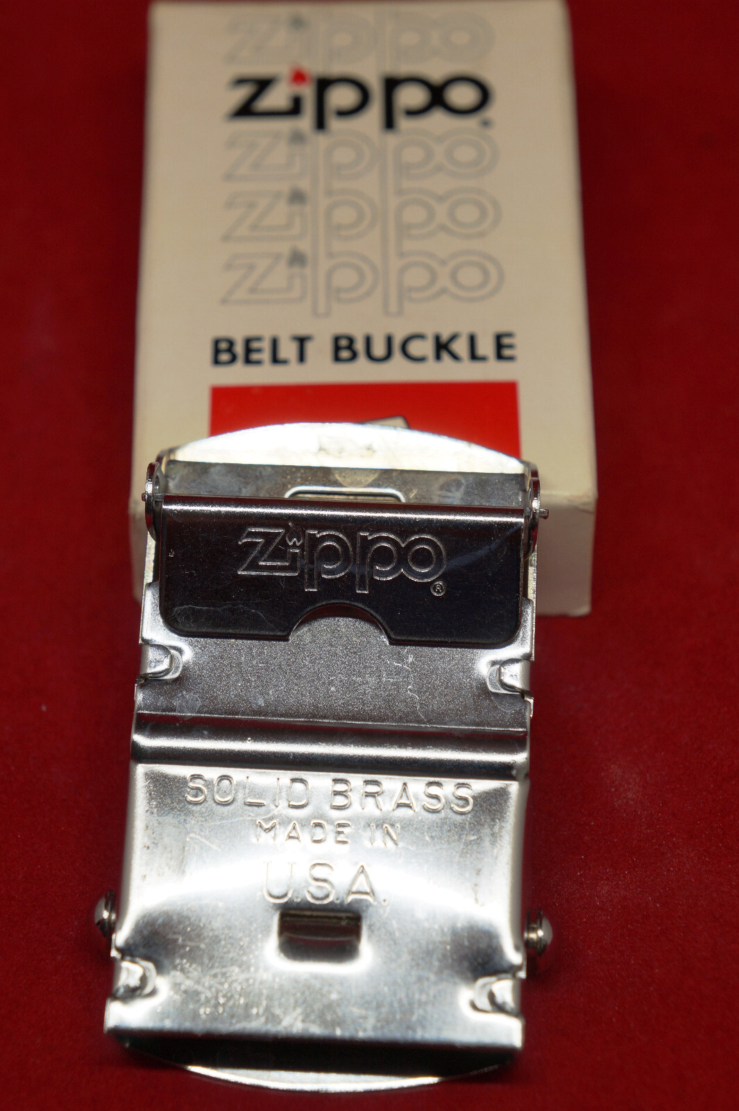 USS WISCONSIN BRASS BELT BUCKLE BY ZIPPO BRIGHT SILVER POSLISHED NEW BOXED ppd