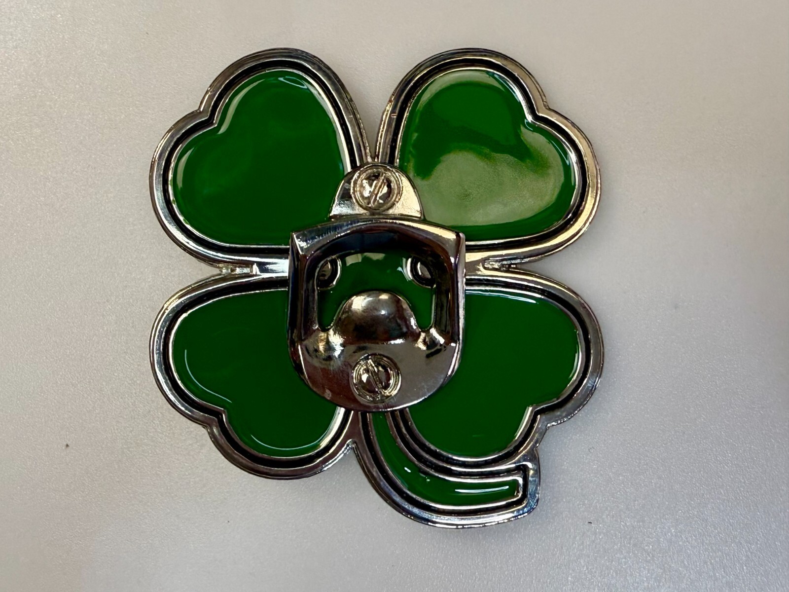 Lucky Four Leaf Clover Enameled Shamrock Large Belt Buckle with Bottle Opener