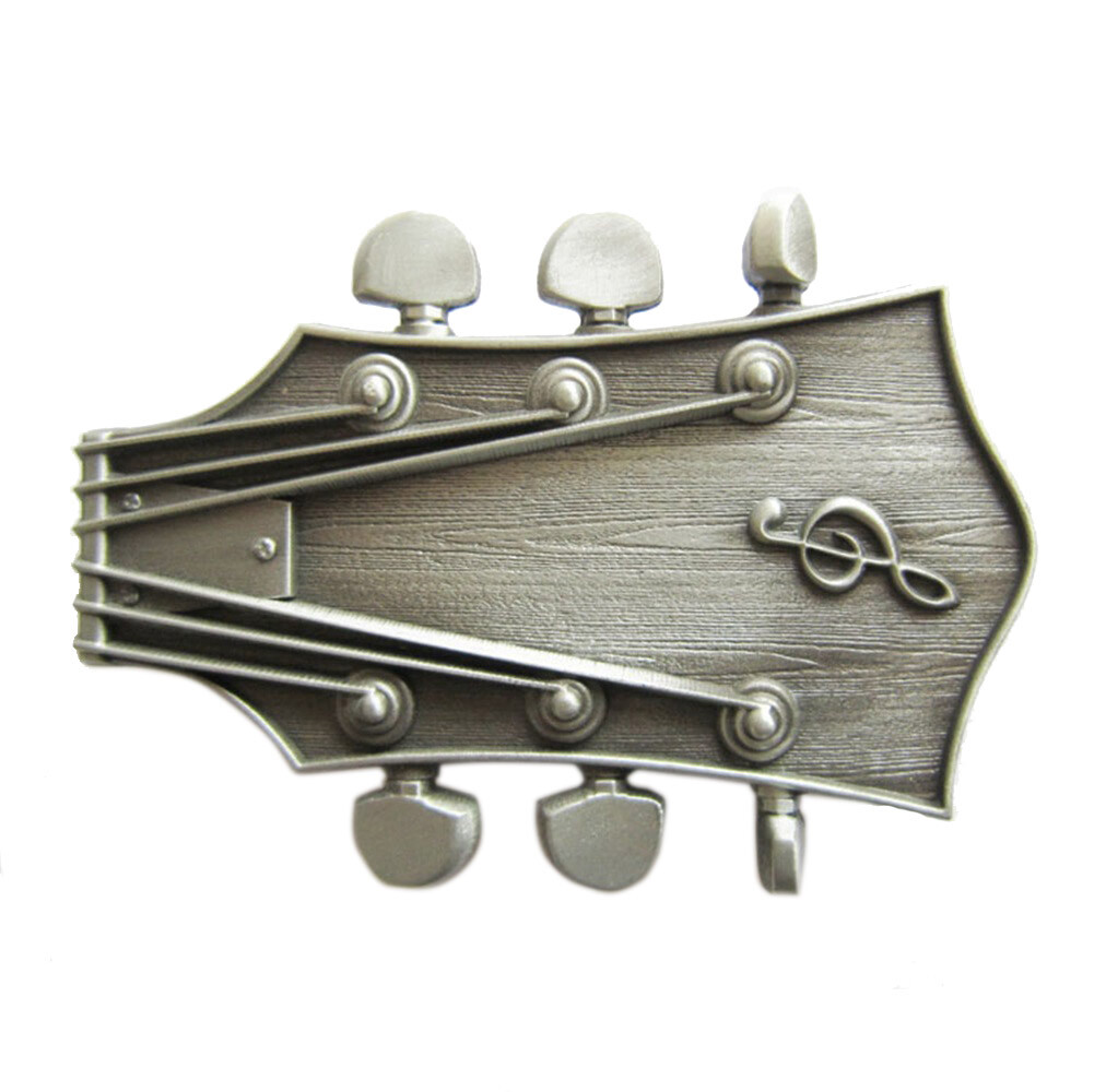 Antique Brushed Silver Guitar Music Belt Buckle also Stock in the US