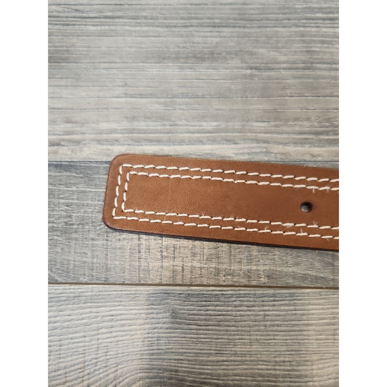 Men&rsquo;s Brown Leather Casual Belt with Silver Buckle Size XXL