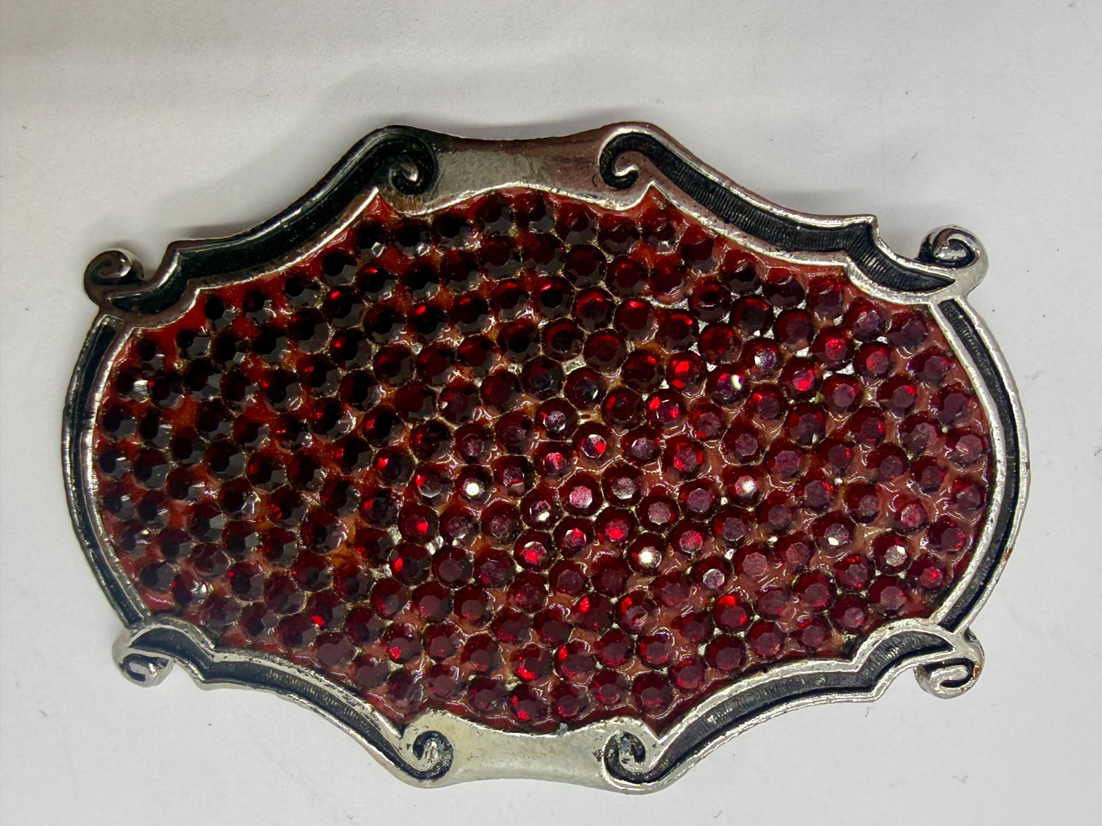Red Rhinestone Completely Covered Womens Ladies Western Framed Belt Buckle