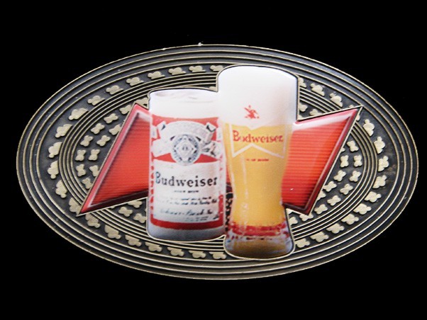 RJ15108 *NOS* REALLY NICE **BUDWEISER** BEER ADVERTISEMENT BELT BUCKLE
