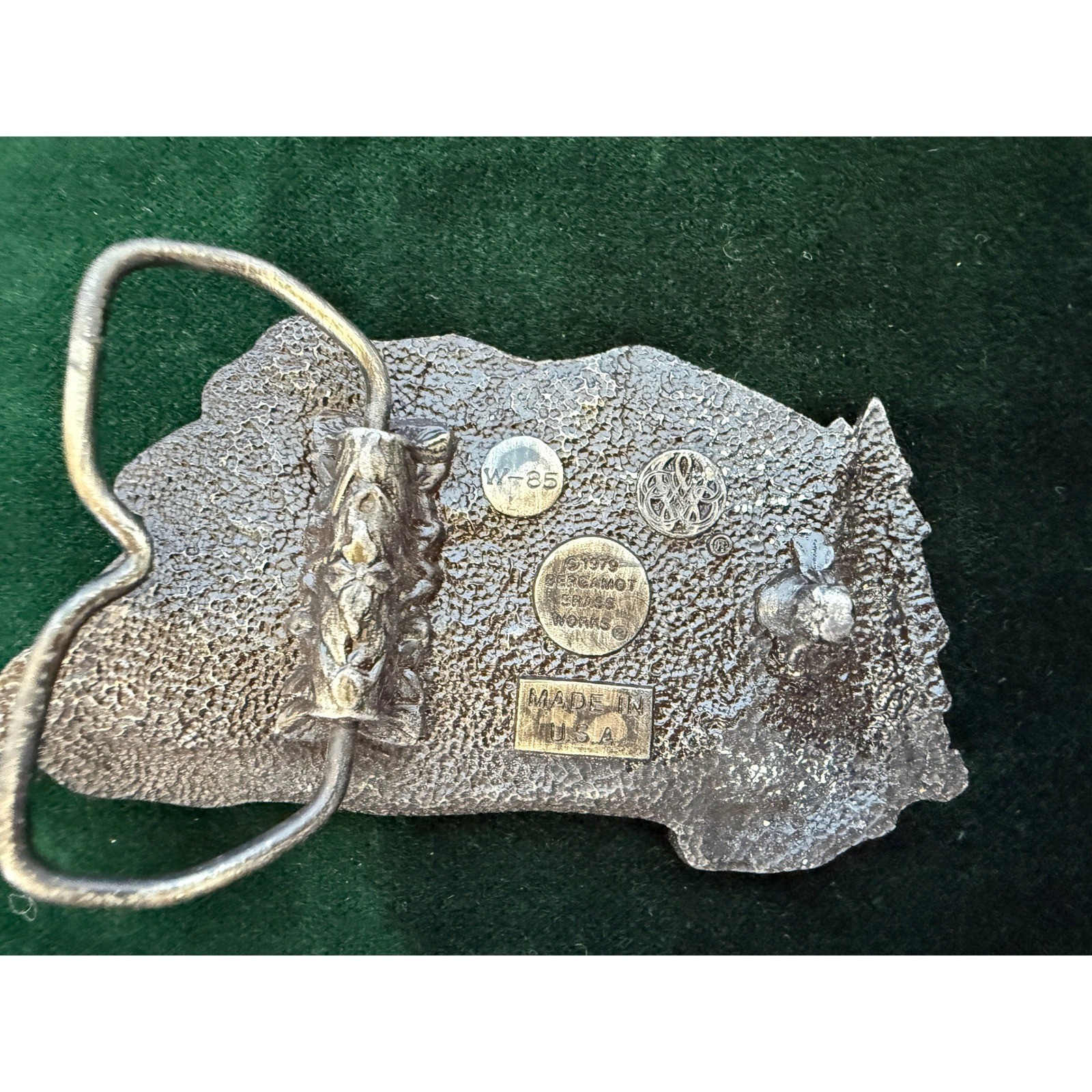 Vintage 1979 Bergamot Brass Works Pewter Belt Buckle Cross Country Skiing USA
