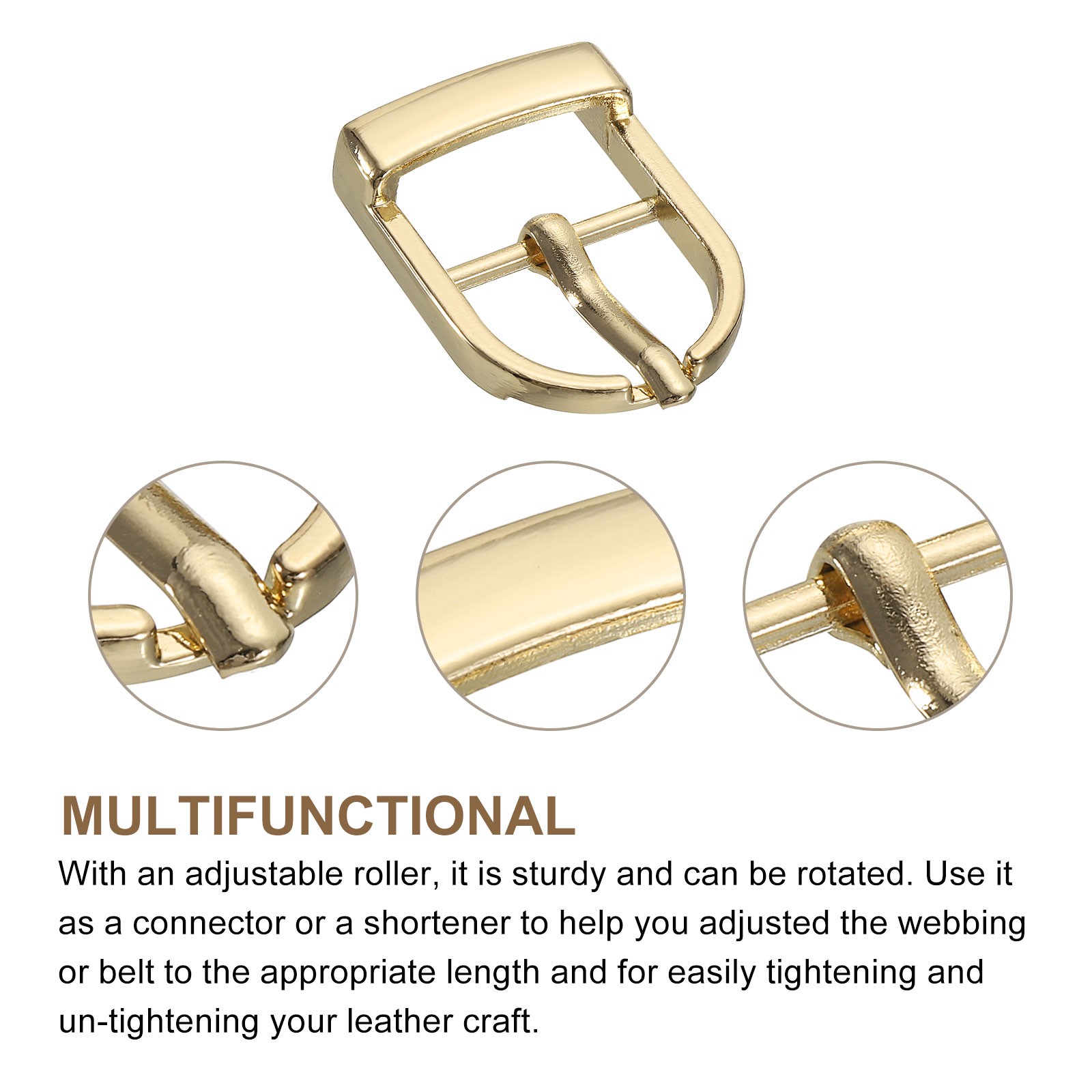 4Pcs 0.67&Prime; Single Prong Belt Buckle Oval Center Bar Buckles for Belt, Gold