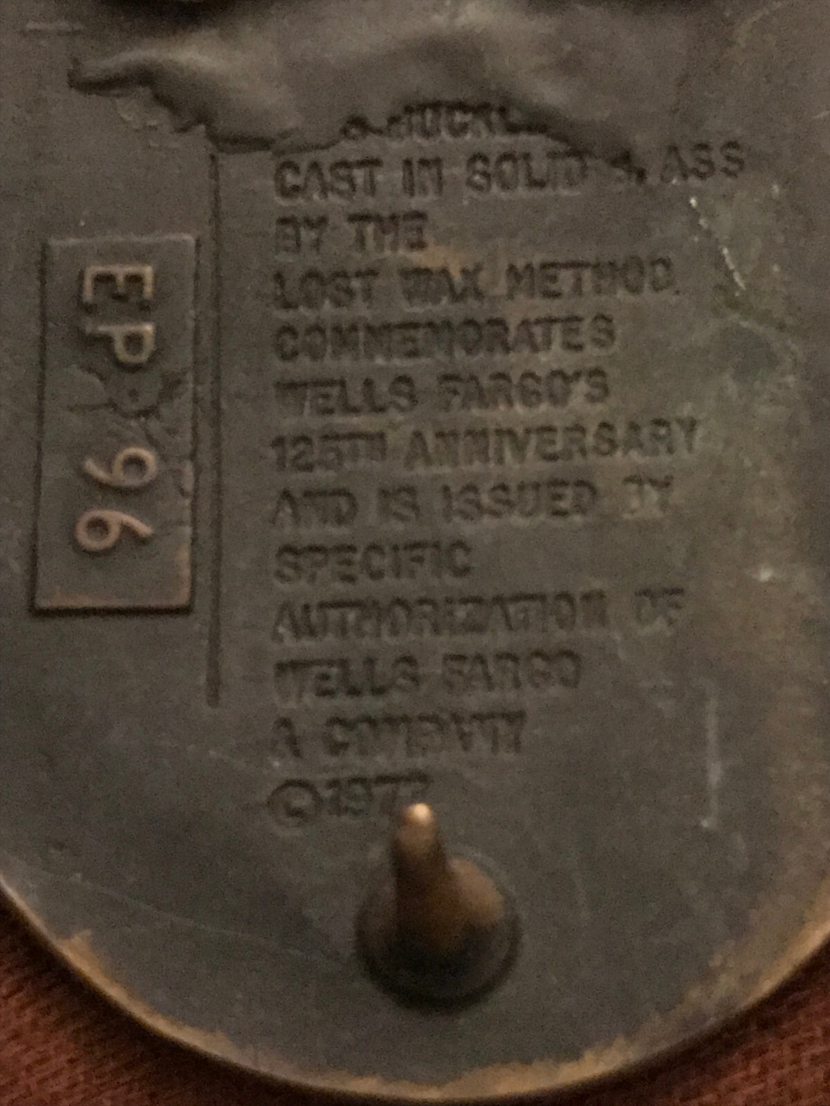 *** VINTAGE Wells Fargo Commemorative 125th Anniversary Brass Belt Buckle