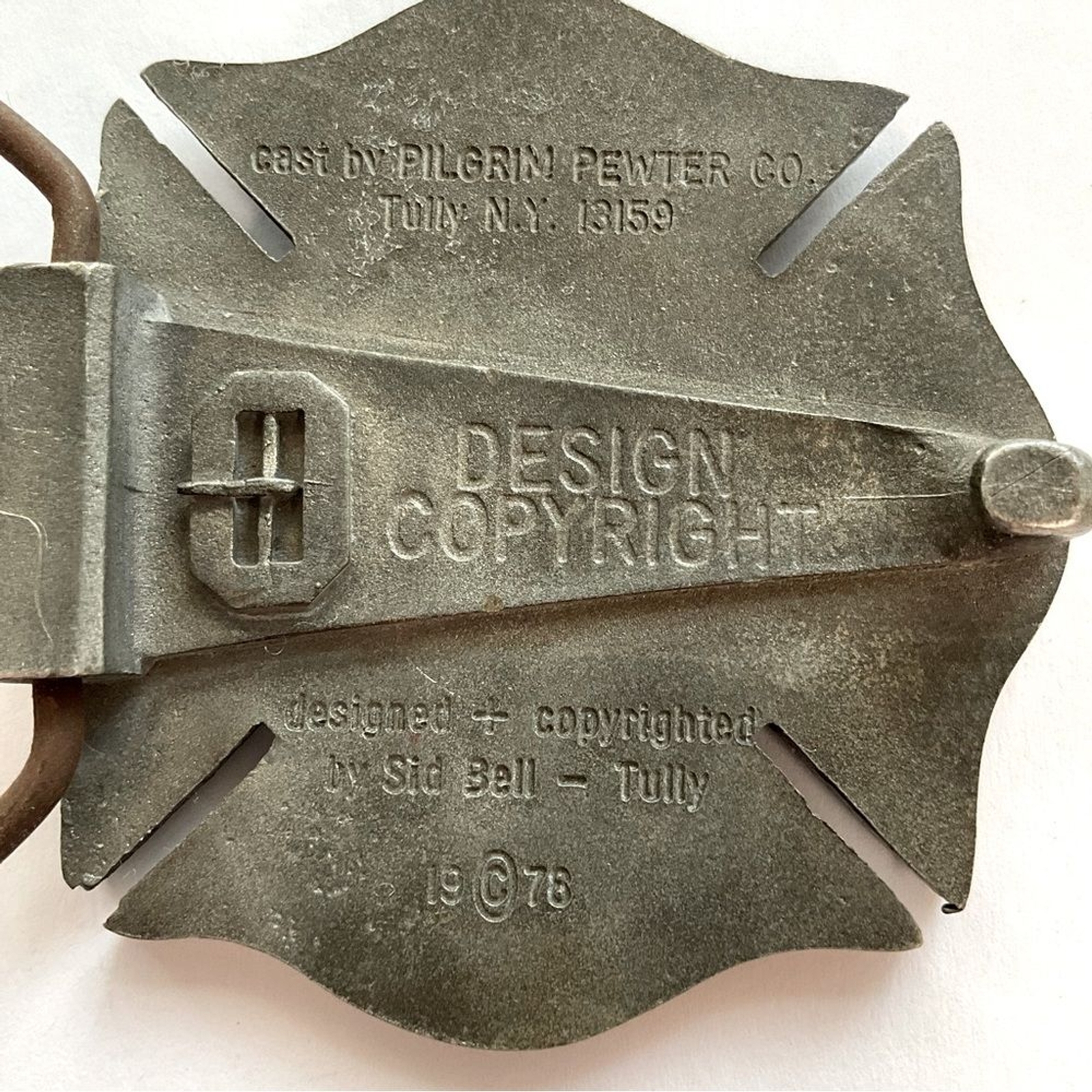 WEEDSPORT (NY) Fire Department Belt Buckle Pewter USA 🇺🇸 Vintage 1978