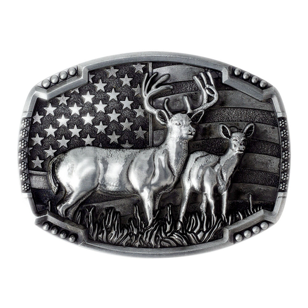 Animal Deer Belt Buckle Western Cowboy Native American Motorcyclist (DER-08-S)