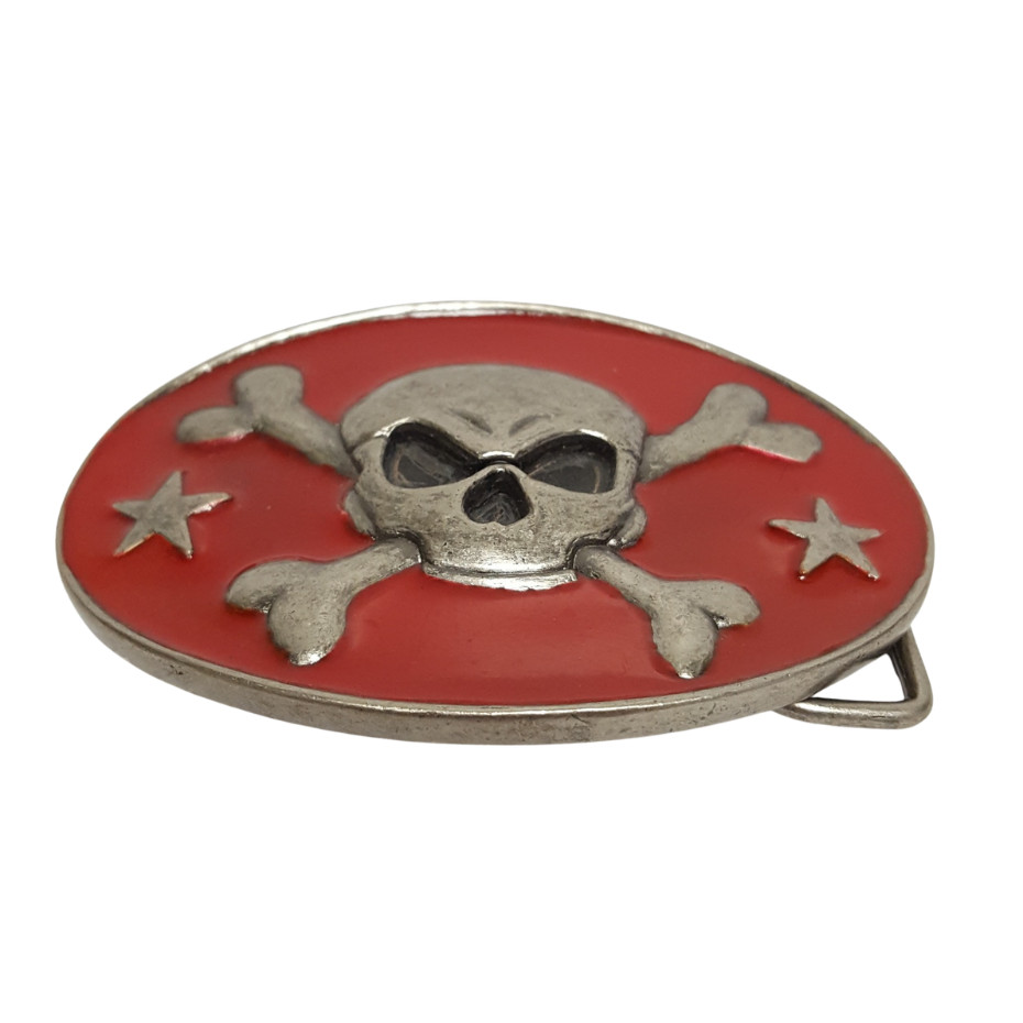 Oval Skull with stars Belt Buckle