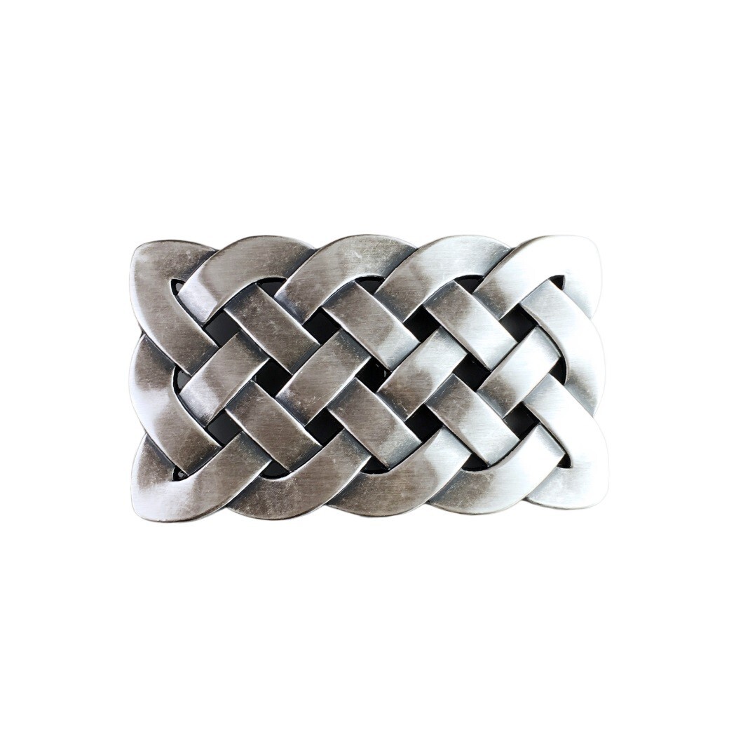 Vintage Silver Plated Cross Celtic Knot Rectangle Belt Buckle Boucle de Ceinture