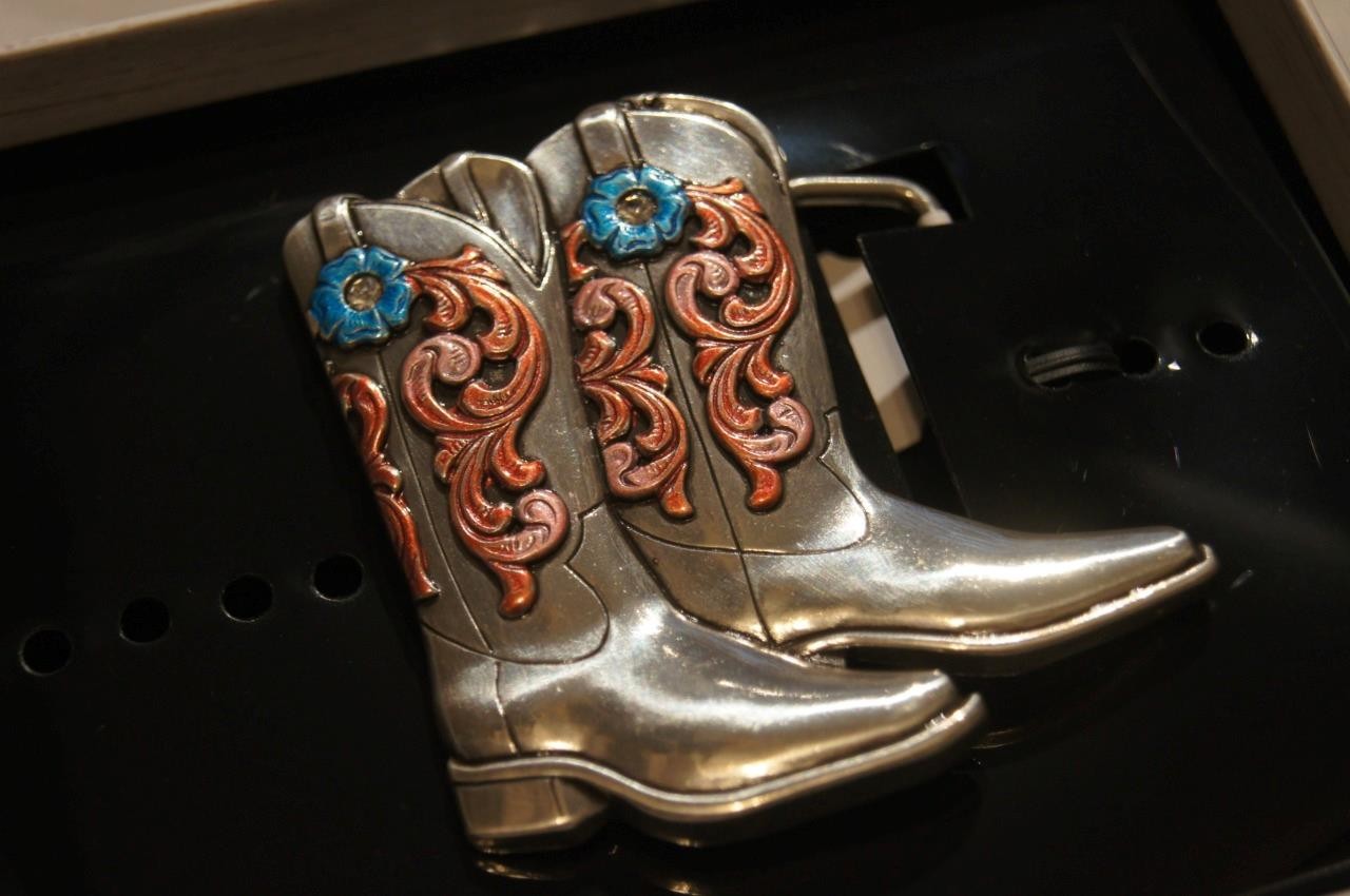 Blazin Roxx Belt Buckle Cowgirl Boots Silver tone 37937