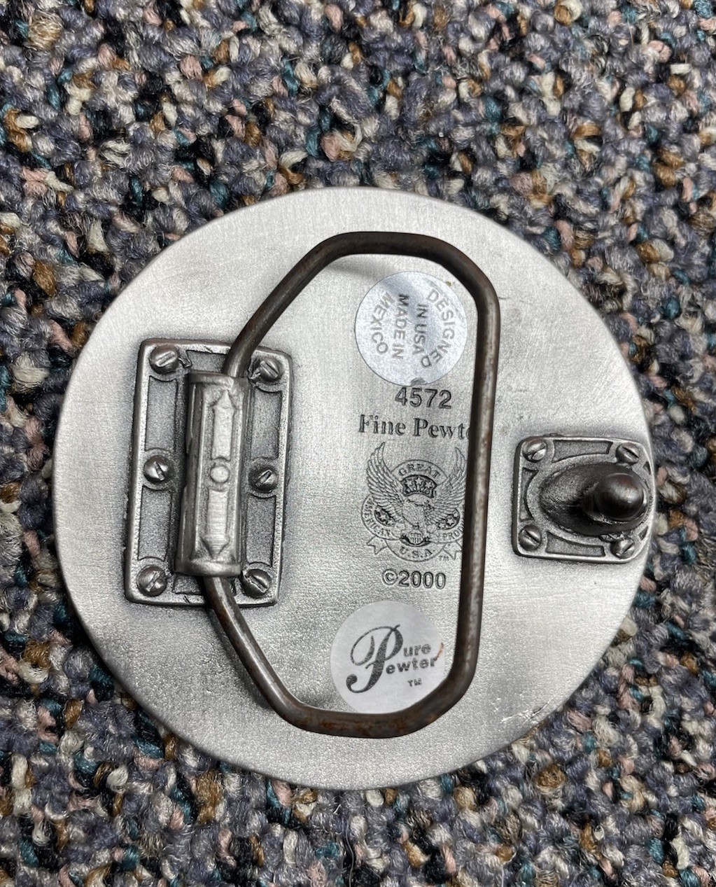 Vintage Pewter Anarchy Belt Buckle Punk 4572 Great American Products NOS 2.75”