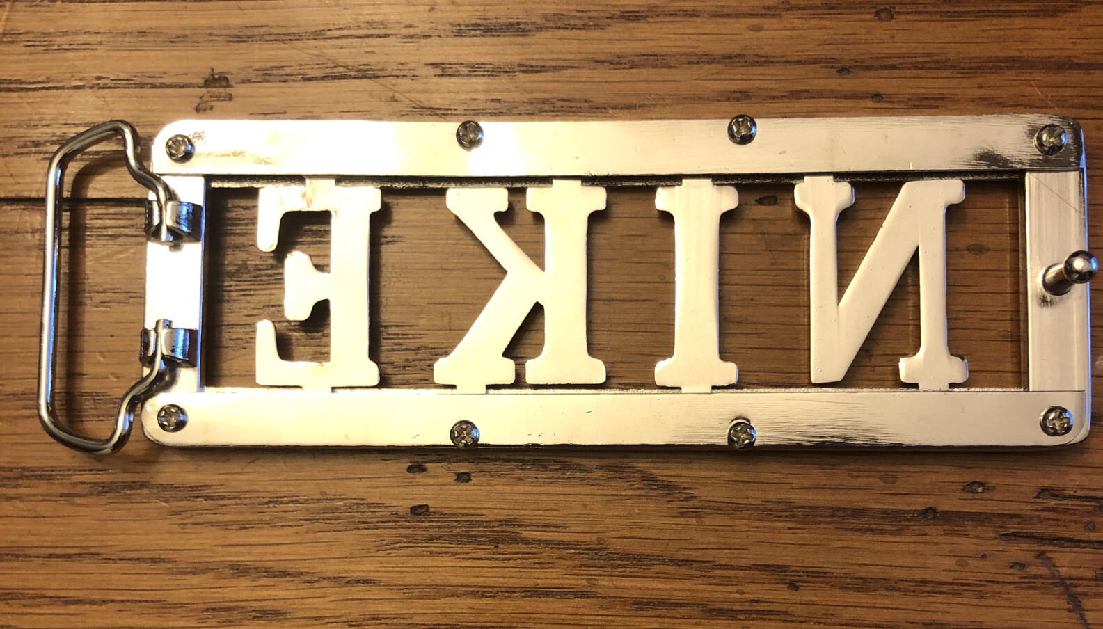 Nike Spellout Belt Buckle Silver